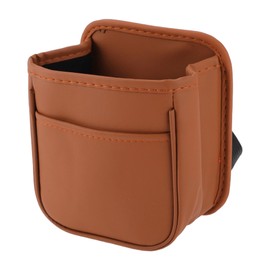 A ABSOPRO Car Trash Can Portable and Hanging 5.9" Length 3.9" Width 7.1" Height Trash Bin Faux Leather Orange 1 Pcs