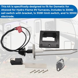33082 Sail Switch Kit + 35100 Electrode Kit + 31091 Limit Switch Furnace Repair Kit - Compatible for Atwood for Hydro Flame for Dometic RV Furnaces for AFS AFM AFL DFS DFM DFL Series Furances, 190℉