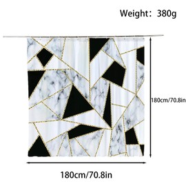 FAIRYGATE White Shower Curtains for Bathroom Wet Room Bath Extra Wide Marble Effect Long Shower Curtain Anti Mould Proof Resistant Waterproof Fabric B8906