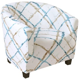SearchI Club Chair Slipcover Stretch Barrel Chair Covers Printed Tub Chair Slipcovers Soft Spandex Armchair Sofa Cover Removable Couch Furniture Protector for Living Room (Geometric Stripe)