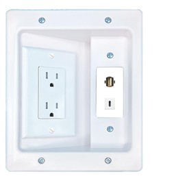 RiteAV USB2 USBC Recessed Wall Plate Cable Concealer Management Kit with Power Outlet Hides Cords and Cables