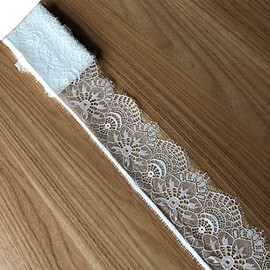 Ribete de encaje de pestañas, 2 cintas de encaje blanco, 9,5 cm de ancho x 300 cm de largo, encaje de costura festoneada para proyectos de manualidades, como velo de novia, envoltura de regalos, costura de muñecas y decoración del hogar (2 unidades, blanco)