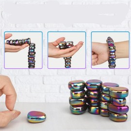 XFSRG 30 Pieces Magnetic Hematite Magnets Colors Fridge Magnets with Storage Bag for Meeting at Home Office Travel