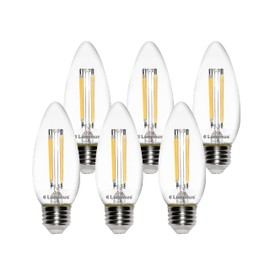 Luminus Led B11 Filament Bulb, E26 Base, 40W Equivalent (4W) 330 Lumens, 15000 Hour Lifespan, Dimmable, 2700k Warm White, 6 Pack