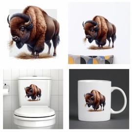 Bison Stickers, Forest Animal Mugs & Cups, Covering Marks, Car Bumpers, Shower & Tile, Wall Decor, Toilets & More, Hardwearing Peel & Stick Waterproof 0% Transparency (Forest10)