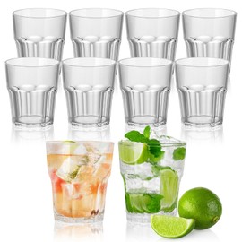 WCHOSOZH - 10 vasos de plástico, vasos de plástico, reutilizables, vasos de acrílico, transparente, 8 onzas, taza irrompible apilable para cerveza, vino, jugo de leche, fiesta y picnic