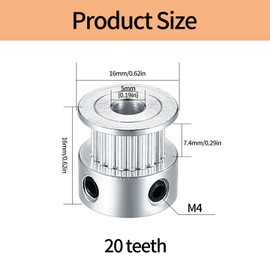 GT2 Pulley, GT2 Timing Belt Pulley, GT2 Pulley, Aluminium Alloy, GT2 Toothed Pulley, 20 Teeth 5 mm Bore, for 3D Printers, 6 mm Wide Timing Belts, Pack of 8