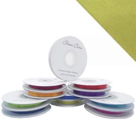 25M Single roll of Double Faced Satin Ribbon 3mm, 6mm, 10mm, 16mm Widths (Moss Green, 3mm)