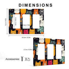 Wall Plate Decorative Outlet Cover 2-Gang Duplex WallPlate Animal Cat Edge Outlet Covers Light Switch Cover Decorative Wallplate 5" X 3" Thermoplastic Standard Size