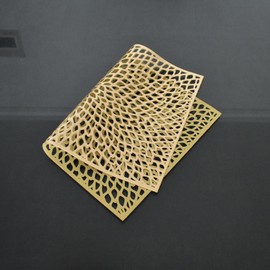 Hosoncovy 4 Pack Decorative Rectangle PVC Placemats Flower Placemats Hollow Dining Table Place Mats Heat Resistant Non-slip Dining Placemats Table Mats for Home Kitchen Wedding (Gold)