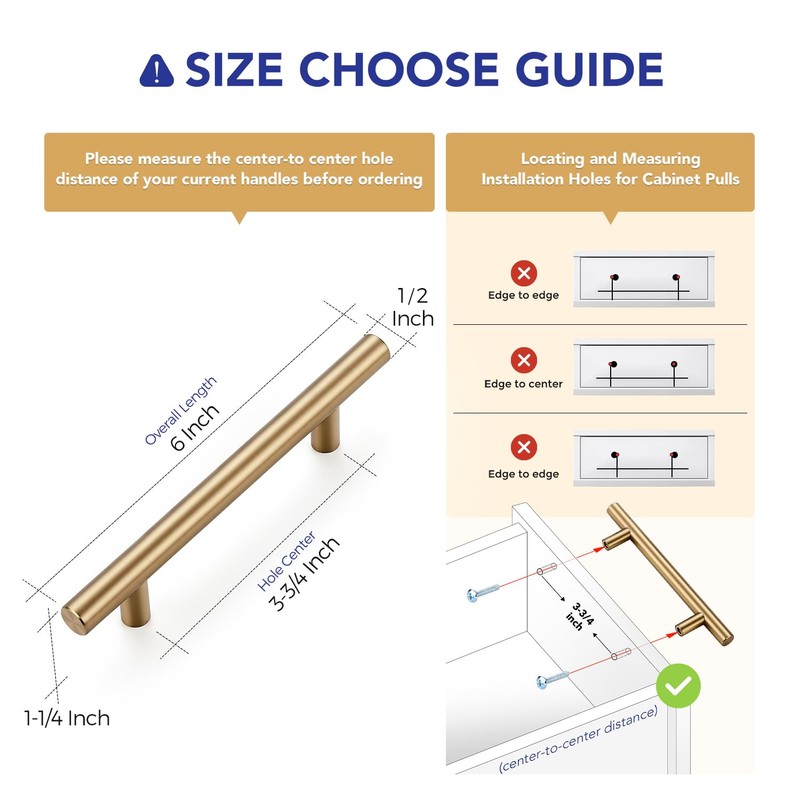 Ravinte 5 Pack Kitchen Cabinet Handles Champagne Bronze 3-3/4 Inch