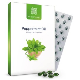healthspan Healthspan High Strength Peppermint Oil 100mg (180 Capsules) | Helps to Support a Healthy Digestion | One-A-Day & Easy to Swallow Capsule | Vegan