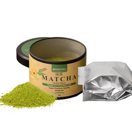 BIOSENZIA - Organic Matcha Vanilla Powder - Ceremonial Grade 50g & 100% Pure - Smooth Taste from Uji Kyoto Japan - Premium Macha Tea for Lattes, Baking, Smoothie