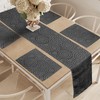 ABAKUHAUS Black and White Table Runner & 4 Piece Placemats,