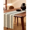 QWINEE Table Runner Farmhouse Table Runners Geometric Pattern Table Runner
