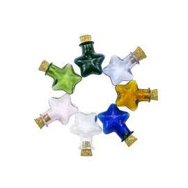 Mini Tiny Color Glass Cork Bottles-Five-Pointed Star Vial-DIY Pendants for DIY, Arts Crafts, Projects, Home Decoration, Birthday Gift, Party Favors, Pack of 7
