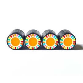 Colorful Rainbow Sun Rays Tire Valve Stem Caps - Aluminum - Set of Four