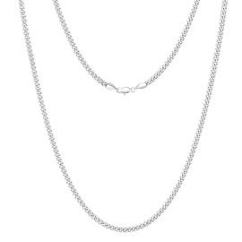 KRKC Men's Necklace, 2/3/4/5 mm, 14K Gold Plated/Silver Colour, Stainless Steel Curb Chain, Cuban Chain, Nickel-Free, Thin Gold Chain, Silver Chain for Men, Length 45-66 cm, Stainless Steel