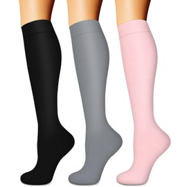Compression Socks for Women & Men (3 pairs) - Best Support for Nurses, Running, Hiking, Recovery & Flight Socks