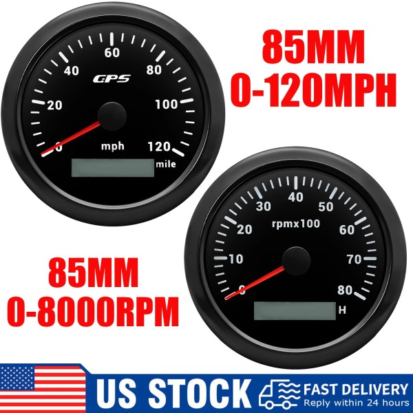 RYSJM 85MM GPS Speedometer 0-120MPH&Tacho