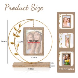 Gold Picture Frames,Photo Frame 6x4,with Double Layered Glass and Metallic Leaves,6 X 4 Picture Frame Designed To Hold Two Photographs,Makes for a Thoughtful Gift for Mum or Grandma (Gold)