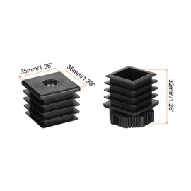 uxcell 4 Set Leveling Feet, M8x35x35mm Plastic Adjustable Furniture Leg Leveling Square Tube Insert Screw-in Glide Levelers for Table Chair Furniture, Black
