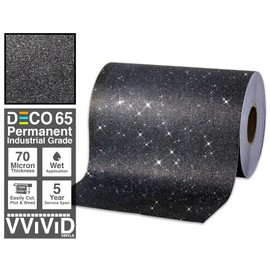VViViD Glitter Black DECO65 Permanent Adhesive Craft Vinyl Roll (15ft x 1ft)
