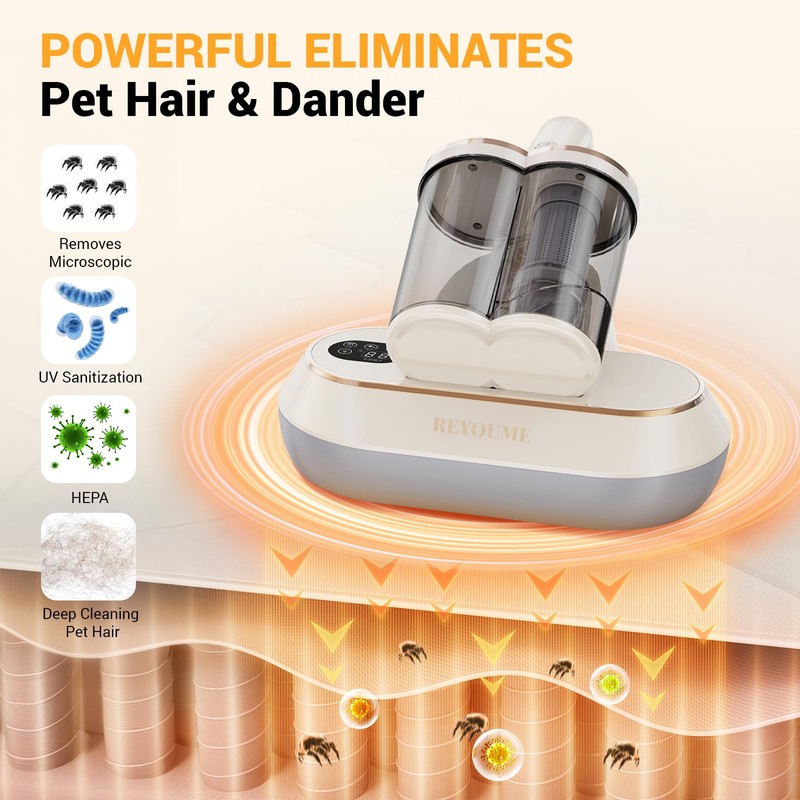 ReYoume Mattress Vacuum Cleaner 13Kpa Bed Vacuum Cleaner with 253.7nm