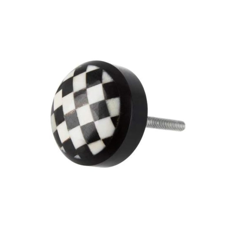 Black and White Checkered Round Knob Hardware Pull Home Diy