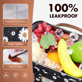 Lekesky Lunch Box for Women - Cute Insulated Lunch Bag, Fashion Ladies Lunch Tote Bag, Daisy