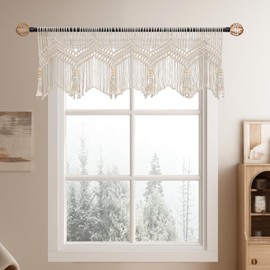 GCOVELIS Boho Valance Macrame Curtains for Windows Macrame Valance for Bedroom Livingroom Boho Decor Wall Hanging, 1 Panel 52" W x 21" L