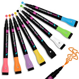 YUNAI Liquid Chalk Pens for Blackboards Magnetic, 8PCS Chalk Markers Wipeable for Chalkboard and Glass, Dry Erase Fine Tip Neon Color Chalkboard Pens