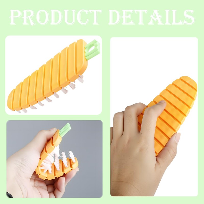 Lotsdonxia Carrot Shape Vegetable Scrubber, Flexible Orange Plastic Potato Scrub