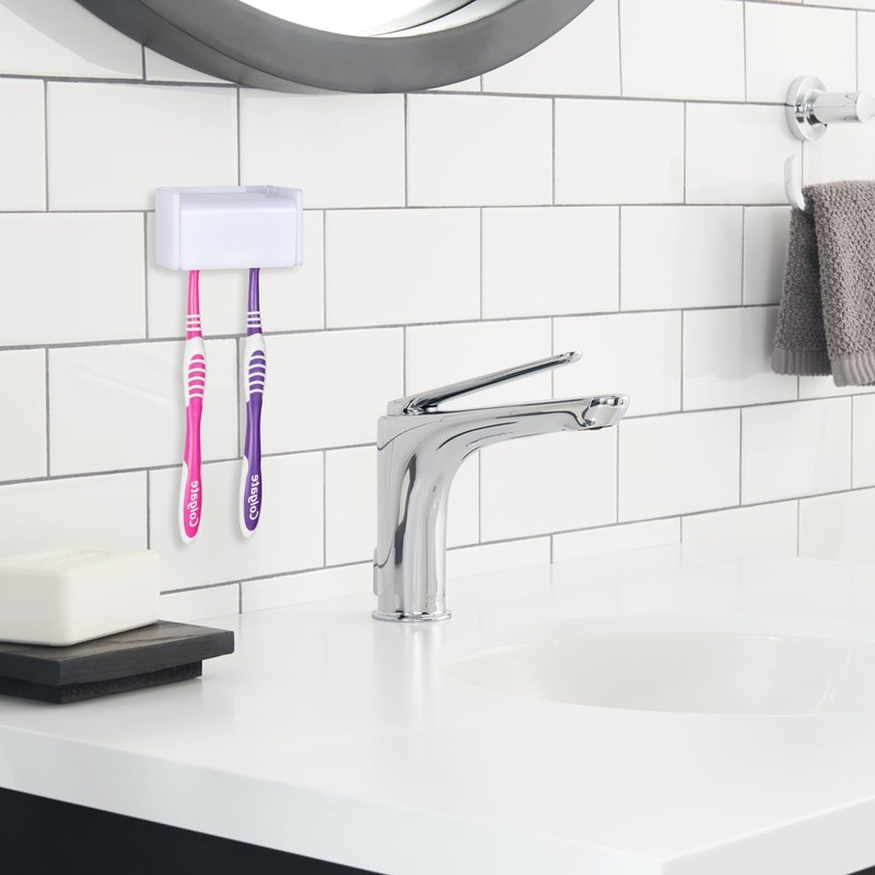 2 Pack Toothbrush Holder Wall Mounted with Cover for Bathroom,
