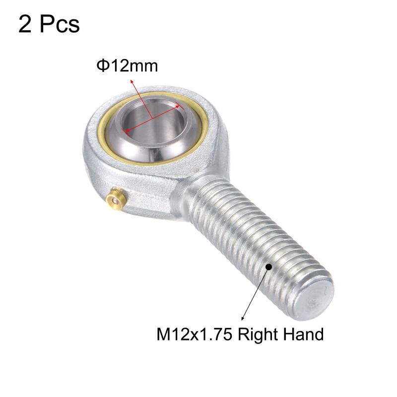 sourcing map 2pcs POS12 Spherical Rod End Bearing 12mm Bore