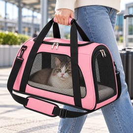 Portable Pet Carrier Bag for Travel – Cat Carriers Dog Carrier Pet Carrier, Breathable Mesh Foldable Soft Sided for Cats and Dogs