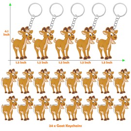 CiciBear 24 Pack Goat Keychains Party Decoration for Guests, Farm Animal Themed Party, Baby Shower, School Party, Zoo Kids Birthday