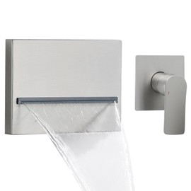 ZYGOLVQ Waterfall Bathtub Faucet Set With Shower Diverter - NPT 1/2" Wall Mounted Heavy Durable Metal Tub Spout Fixtures and Valve, Bathroom Multiple Uses and Large Flow, Brushed Nickel