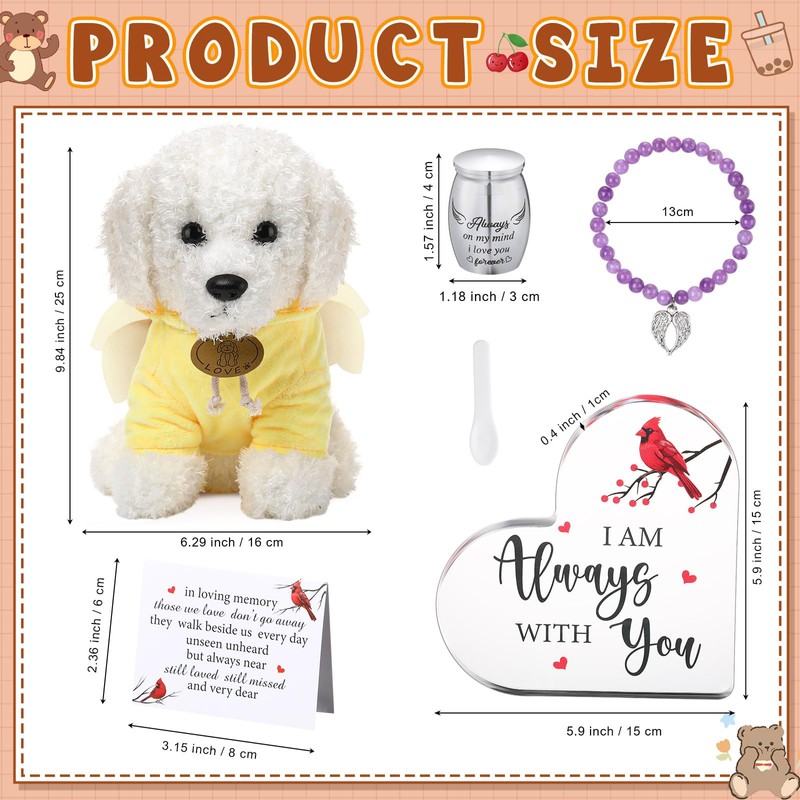Kenning 5 Pcs Funeral Gift Set Cremation Stuffed Dog for