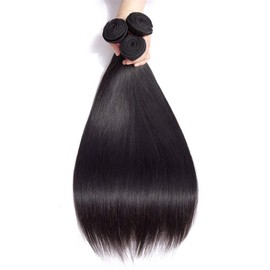 Romface 12A Brazilian Hair Bundles Straight Human Hair Weave Bundles Brazilian Straight Hair 3 Bundles Natual Black Color 300g Total 16 16 16 inch