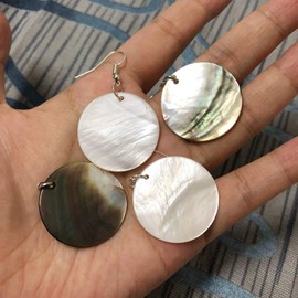 AMOR SPES Natural White Sea Shell Silver Drop Dangle Earrings Women Girl Gift Beach Jewelry (2PCS SET)