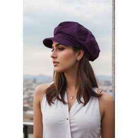 BEYLRZID Women’s Newsboy Cap Summer Beret Cap- 100% Cotton 8 Panels Vintage Cabbie Hat- Octagonal Visor Cap for Women Girls Ladies Gift Purple