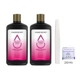 Finger Secret 2PCSNail Polish Gel Remover Kit with Nail File and Nail Polish Remover Pads-120ml Professional Fingernail Polish Remover for Soak Off Gel&Artificial Nail Ideal for Home DIY or Nail Salon
