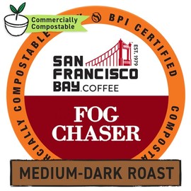 SF Bay Fog Chaser Coffee OneCup – 12 Count Compostable Pods – Medium-Dark Roast Arabica – Compatible with Most Keurig K-Cup Brewers