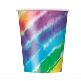 Unique Vasos de papel desechables, 9 onzas, teñido anudado, 8 unidades, 8 unidades (paquete de 1), multicolor