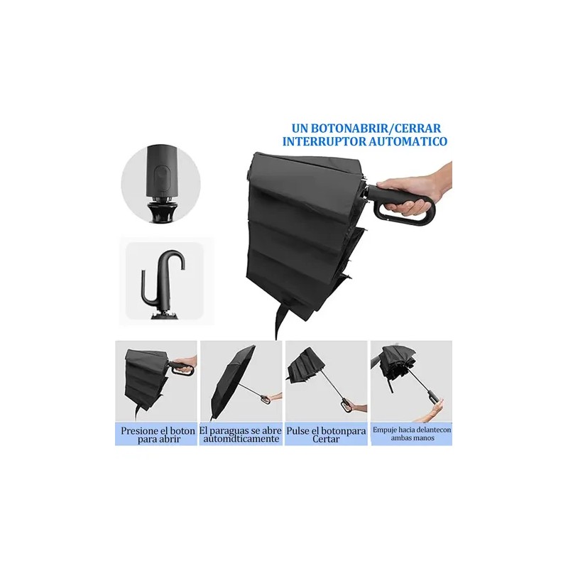 Paraguas Plegable Automático VABESSA con Protección UV y 10 Varillas
