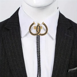 GelConnie Cowboy Ties for Men Native American Western Western Necktie Gold Vintage Bolo Tie Black Diamond Jewelry