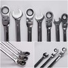 Vokenforu 15mm Flex-Head Ratchet Spanner, Metric Wrench, Chrome Vanadium Steel,