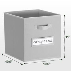 artsdi 11x11 storage cube bins (Set of 10) Foldable Fabric storage cubes with 10 Labels Window Cards & a Pen,11 inch cube storage bin,Closet Organizers for Shelves,Cubby Organizer Boxes,Light Grey