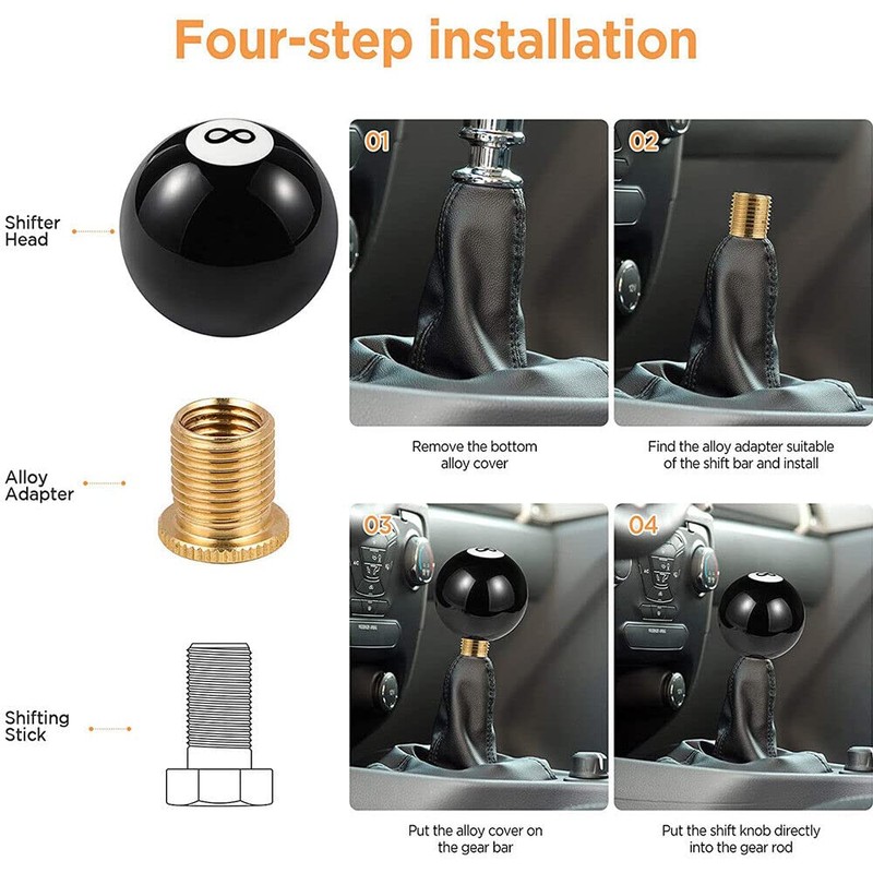AIMALL Black 8-Ball Car Gear Shift Knob Universal Manual Shifter